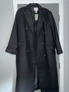H&M Black Double-Breasted Pea Coat